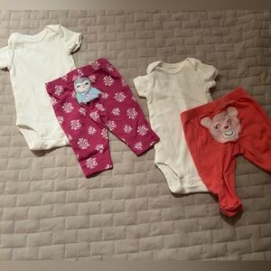 Baby Bodysuit + Pants Set (2) with Animal Prints